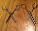 2 Antique Vintage Germany Sewing Scissors Decorated With Flowers Tools, Scissors & Measures photo 1
