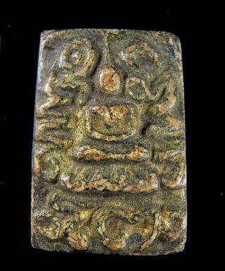 Thai Buddha Amulet Antique Seated Statue Old Phra Rich & Lucky Very Rare photo