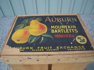 Vintage Wooden Auburn Mountain Bartletts Pears Fruit Crate photo