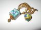 Rare Vtg Rice Weiner Chinese Export Lizard & Silver Enamel Cloisonne Drop Brooch Other Chinese Antiques photo 3