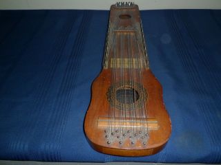 Antique And Rare Ukelin Stringed Instrument With Bow,  Violin Ukulele Lap Harp photo