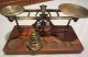 Antq 19c Brass Post Office Scales S.  Mordan & Co London,  6 Weights Mahogany Base Scales photo 2