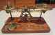Antq 19c Brass Post Office Scales S.  Mordan & Co London,  6 Weights Mahogany Base Scales photo 3