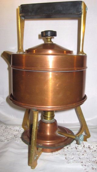 Arts & Crafts Copper Kettle Manning Bowman With Stand,  Burner photo