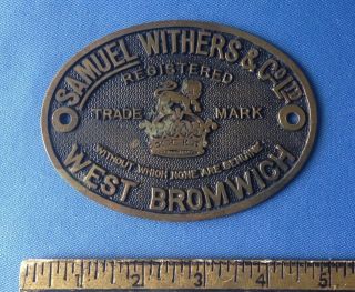 Authentic Antique Victorian Brass Safe Plaque Samuel Withers & Co - Not A Repro photo