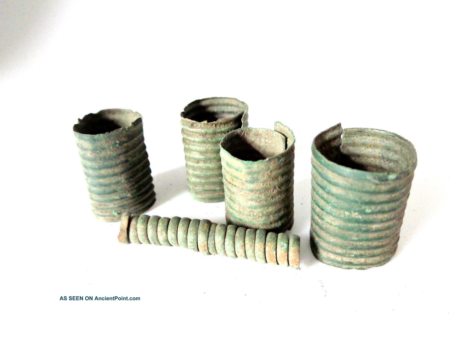 X5 Rare Viking Bronze Coiled Hair Ring Circa 8th Century Ad Roman photo