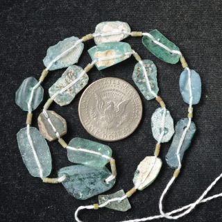 Ancient Roman Glass Beads 1 Medium Strand Aqua And Green 100 - 200 Bc 100 photo