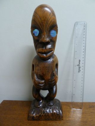 Maori Teka Teka Wood Carving Vintage Tiki Zealand photo