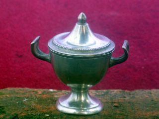Top Quality Antique Pewter Children Toy Sugar Bowl,  Early 19th C Empire photo