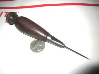Antique/vintage Unknown Maker Wooden Handle Chuck Style Sewing Awl photo