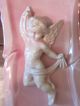 Antique Victorian Tissue Box Holder Kleenex Cover Cherubs Angels Pink Glass Other Antique Home & Hearth photo 1