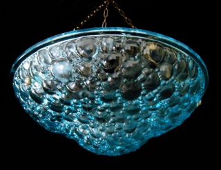 Stunning Blue Glass Drops Art Deco Chandelier Ceiling Light France 1930s photo