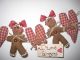 Christmas Fabric Gingerbread Burgundy Heart Ornies 24in.  Garland Swag Decor Primitives photo 1