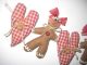 Christmas Fabric Gingerbread Burgundy Heart Ornies 24in.  Garland Swag Decor Primitives photo 2