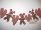 Christmas Fabric Gingerbread Burgundy Heart Ornies 24in.  Garland Swag Decor Primitives photo 3