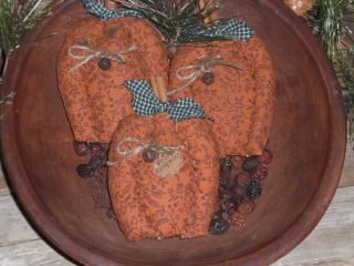 3 Prim Grungy Halloween Pumpkin Jol Bowl Fillers Ornies Ornaments Tucks photo