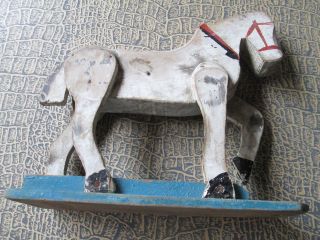 Antique Wood Primitive Hand Cut - Out - Painted Child ' S Toy 