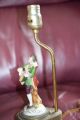 Antique Table Lamp Ceramic Music Guitar Player Boudoir Brass Cloth Plug French Lamps photo 4