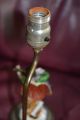 Antique Table Lamp Ceramic Music Guitar Player Boudoir Brass Cloth Plug French Lamps photo 7