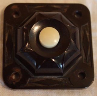 Dark Brown Art Deco Bakelite / Plastic Doorbell Push Button Design & photo