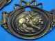 2 Antique Bronze Plaques // Lion With Cherub // Monastery 1800 France Metalware photo 3