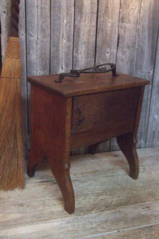 Antique Wooden Cabinet Table Shoe Shine Sewing Stand W/ Storage Cubby Aafa photo