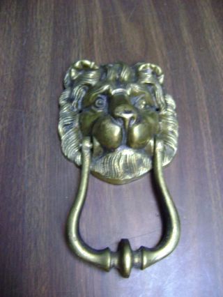 Vintage Cast Brass Lions Head Door Knocker photo