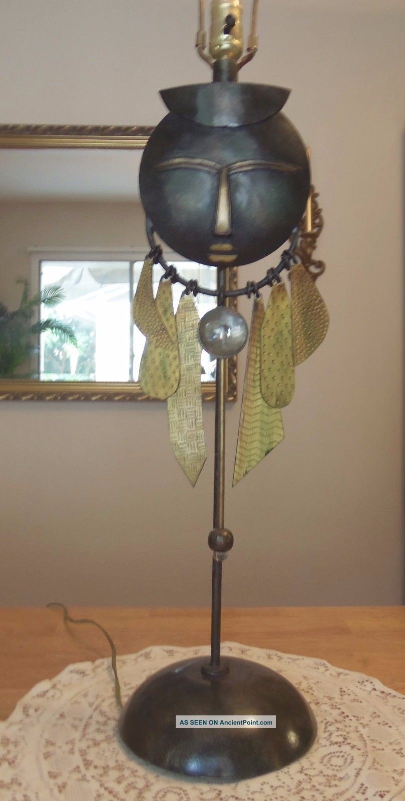 Leeazanne Bronze Metallic Art Deco Designer Table Lamp W/hanging Jewel Lam Lee Art Deco photo