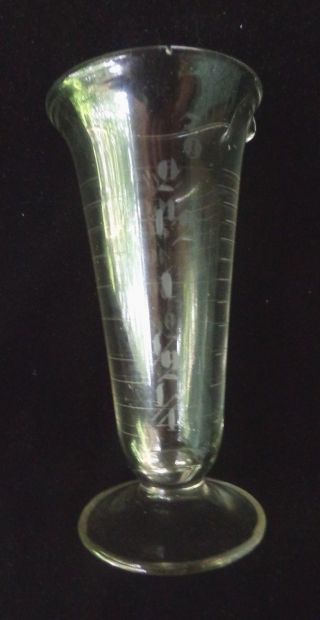 C 1900 2 Oz/60cc Armstrong Cork Co Etched Glass Phamaceutical Graduated Beaker photo