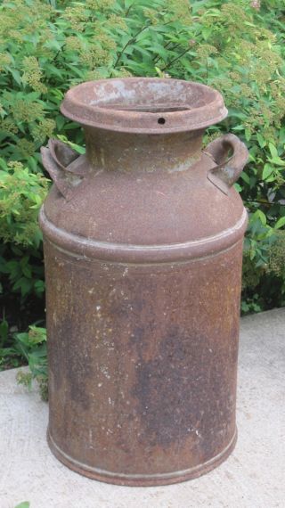Old Antique 10 Gallon Milk Cream Can 40 Qt Steel - With Lid - Very photo
