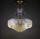Vintage Art Deco Beige Floral Glass Shade Ceiling Lamp Light Fixture Chandelier Chandeliers, Fixtures, Sconces photo 8