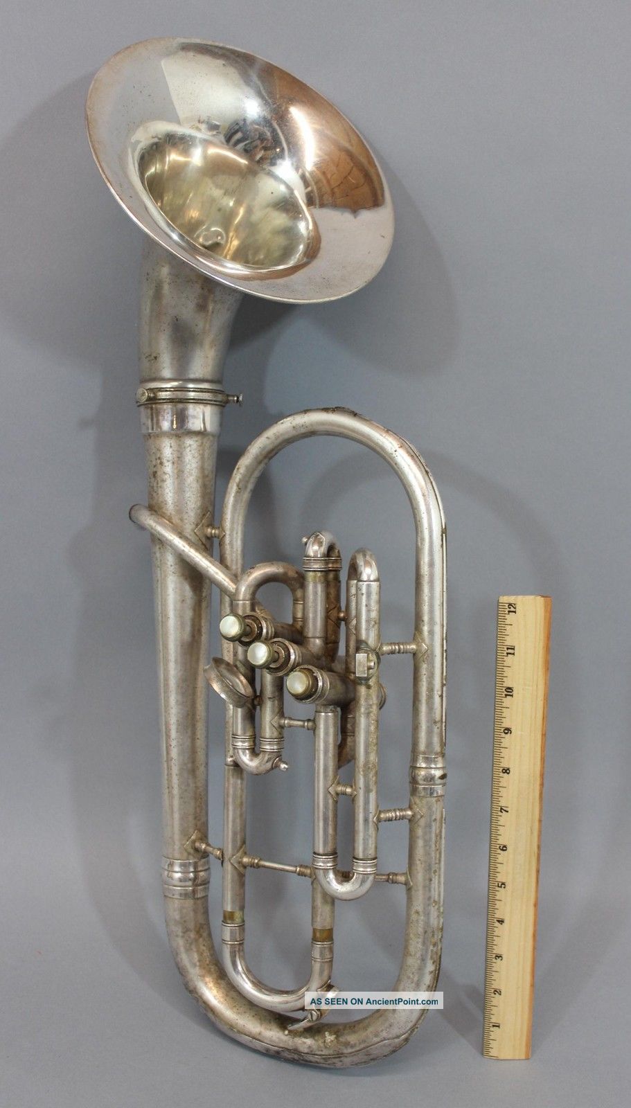 Vintage Fresh Picked,  York,  Silver Plated Alto Euphonium Horn, Brass photo