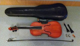 Antique Fiddle Violin W Bow,  Ebony Frets And Case,  Handmade,  Por photo