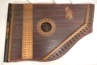 Antique Mandolin Guitar Zither Harp By The Dominion Academy Of Music photo