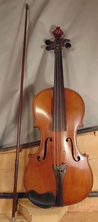 Antique 4/4 Suzuki Violin W/ Coffin Case & Bow Japanese Nippon Label Pre - Ww2 photo