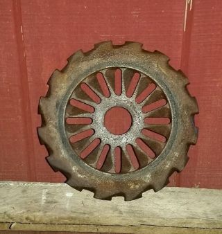 Antique Vintage Gear Wheel Industrial Wall Garden Steampunk Metal Art Cast Iron photo