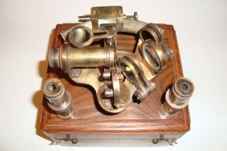 Solid Brass Nautical Collectable Sextant With Wooden Box (cz) photo
