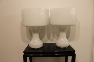 Vintage Mazzega White Glass Lamps 1960 ' S Murano Italian Pop Art Vistosi Era photo