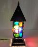 Vtg 1950s Mcm Peter Marsh Rock Gem Stained Glass Crystal Iron Lamp Lantern Light Arts & Crafts Movement photo 1