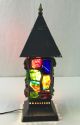 Vtg 1950s Mcm Peter Marsh Rock Gem Stained Glass Crystal Iron Lamp Lantern Light Arts & Crafts Movement photo 6