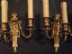 Pair Sconces 3 Lights,  Women Face,  Louis Xiv Style 19th - Signed - French Antique Chandeliers, Fixtures, Sconces photo 2