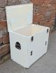 Rustic Trunk Box Chest Decorative Vintage Painted White Storage,  Lid & Handles 1900-1950 photo 1