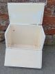 Rustic Trunk Box Chest Decorative Vintage Painted White Storage,  Lid & Handles 1900-1950 photo 7