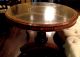Maitland Smith Black Leather Top Round Mahoganygold Embossed Card Game Table Post-1950 photo 2