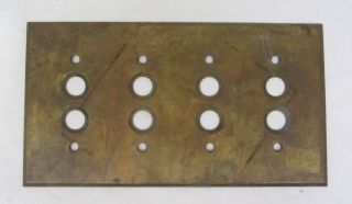 Antique 1901 Perkins 4 Push Button Brass Electrical Vtg Hduty Switch Cover Plate photo