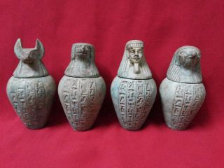 Ancient Egyptian 4 Canopic Jars photo