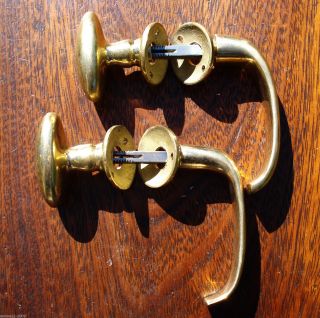 Antique Pair Brass Bronze Door Pull Handles photo