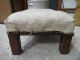 C 1915 Antique Quaker Mission Craft Wood Foot Stool W/2 Labels Early Linen 1900-1950 photo 4