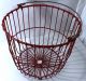 Old Red Vinyl Coated Metal Wire Egg Gathering Basket Vintage 180704 Primitives photo 2