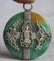 Chinese Miao Silver Green Jade Guanyin Kwan - Yin Goddess Necklace Pendant Necklaces & Pendants photo 3